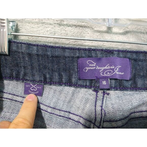 NYDJ Jeans Womens 16 Blue Denim Billie Mini Boot Cut Dark Wash Flap Pockets - Picture 6 of 8